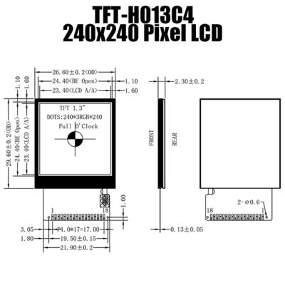 1.3 นิ้ว TFT SPI LCD โซลูชันการแสดงผลแบบกำหนดเอง 240x240 Square