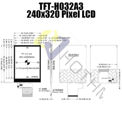 3.2 &quot;โมดูลจอแสดงผล TFT LCD SPI 240x320 ST7789V หน้าจอสัมผัสแบบ Resistive TFT-H032A3QVTST3R40