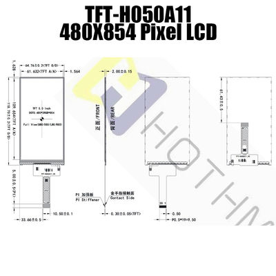 จอแสดงผล TFT LCD แนวตั้งขนาด 5 นิ้ว 480x854 Dots IC ST7701S/TFT-H050A11FWIST5N20