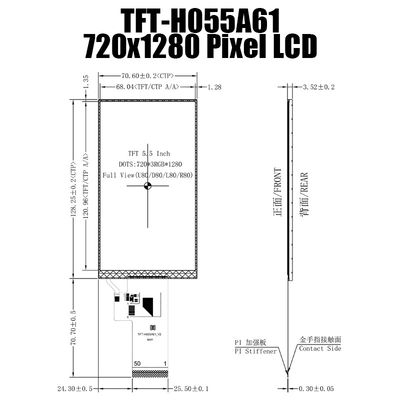 MIPI 720x1280 IPS จอแสดงผล TFT LCD 5.5 นิ้ว FT6336G/TFT-H055A61HDINVKN40