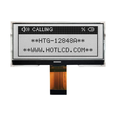 128X48 กราฟิก COG LCD | จอแสดงผล STN สีเทาพร้อมไฟพื้นหลังสีขาว/HTG12848A