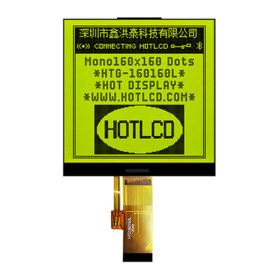 160X160 Square COG LCD Module FSTN จอแสดงผลพร้อมไฟพื้นหลังสีขาวด้านข้าง HTG160160L
