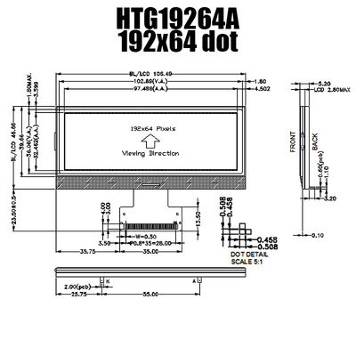 โมดูลกราฟิก LCD 192X64 36PIN, ชิป IST3020 บนจอแสดงผลกระจก HTG19264A