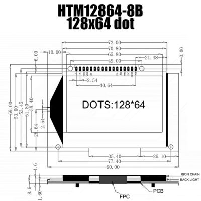 จอแสดงผล LCD กราฟิก SPI 128X64, ST7565R กราฟิก LCD สีเหลือง 128x64