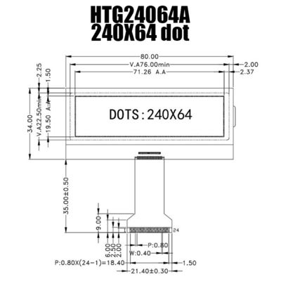 โมดูลแสดงผลกราฟิก LCD 240x64 COG ST75256 พร้อมสีเหลืองสีเขียวโปร่งใส