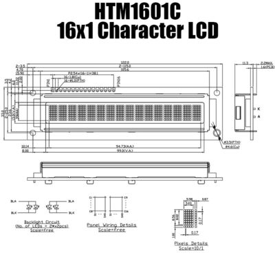 โมดูล LCD ตัวอักษรขาวดำ 1X16 พร้อมอินเทอร์เฟซ MCU HTM1601C