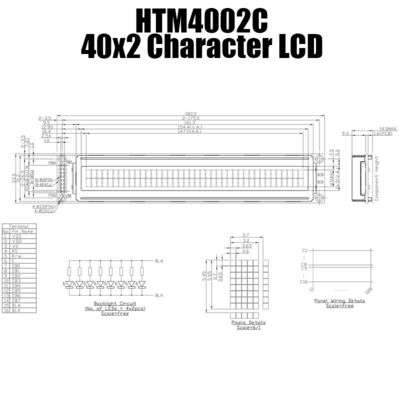 จอแสดงผลโมดูล LCD ตัวอักษรอุตสาหกรรม 5V 40x2 8 บิต HTM4002C