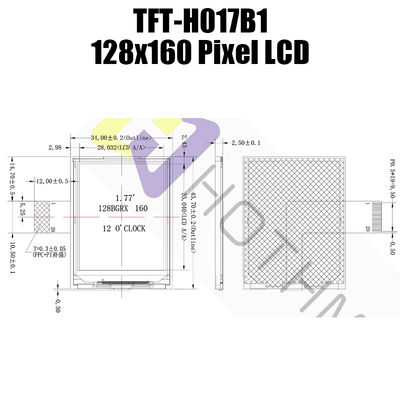 1.77 นิ้วจอแสดงผล TFT LCD โมดูล ST7735 128x160 พิกเซลผู้ผลิตจอแสดงผล LCD