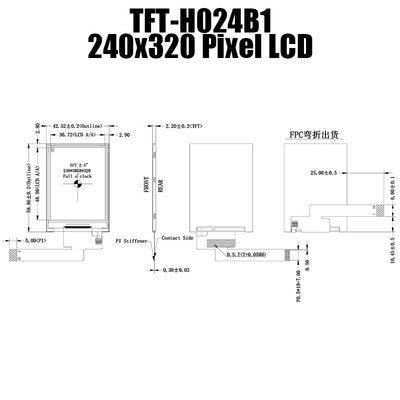 Multiscene 2.4&quot; TFT LCD Display 240x320 ความสว่างสูง TFT-H024B12QVIFT8N15