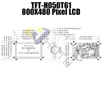 โมดูลอุตสาหกรรม VGA HDMI LCD, 600cd / M2 หน้าจอ LCD ขนาด 5 นิ้ว HDMI TFT-050T61SVHDVNSDC