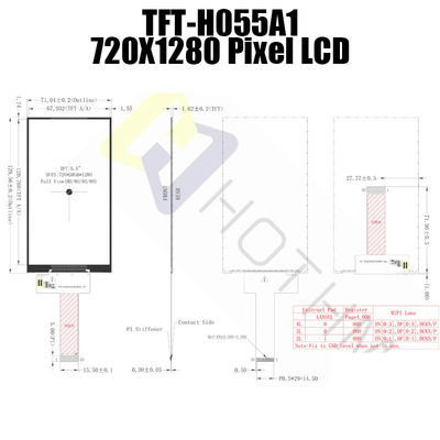5.5 นิ้ว 720x1280 IPS TFT LCD จอแสดงผลความสว่างสูง IC ILI9881