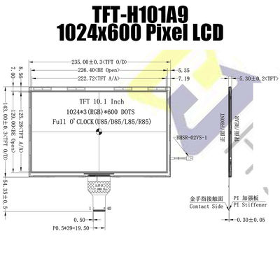 10.1 นิ้ว LVDS IPS TFT LCD 1024x600 EK79001 EK73215 สำหรับจอแสดงผลอุตสาหกรรม