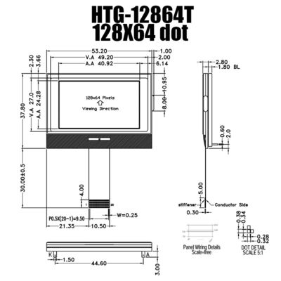 128X64 โมดูล COG LCD ขาวดำ 3.3V MCU8080 ST7567 HTG12864T