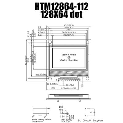 โมดูลกราฟิก LCD 11PIN จอแสดงผลคริสตัลเหลวที่เป็นไปตาม RoHS