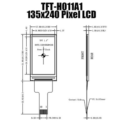 1.14 นิ้ว SPI TFT LCD จอแสดงผล IPS แผงหน้าจอ 135x240 สำหรับอุปกรณ์อัจฉริยะ