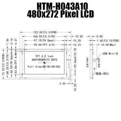 4.3 นิ้ว UART TFT LCD 480x272 จอแสดงผล TFT แผงโมดูลพร้อมแผงควบคุม LCD