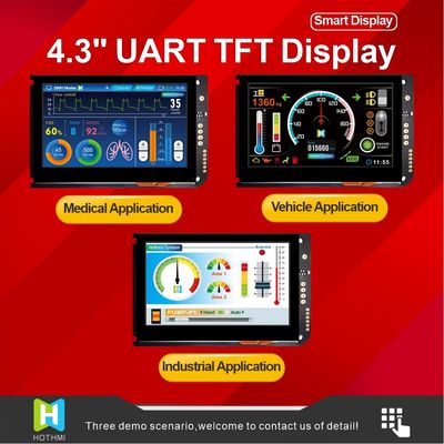 4.3 นิ้ว UART หน้าจอสัมผัสแบบ Capacitive TFT LCD 800x480 จอแสดงผลพร้อมแผงควบคุม LCD