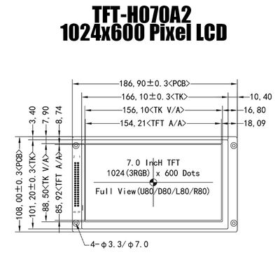 7 นิ้ว IPS 1024x600 แผงแสดงผลโมดูล TFT LCD พร้อมบอร์ดควบคุม
