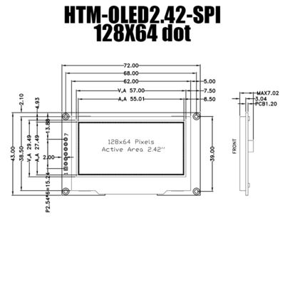 2.42 &quot;นิ้ว 128x64 COG SSD1309 โมดูลจอแสดงผล OLED พร้อมการควบคุมอุปกรณ์ + PCB + กรอบ