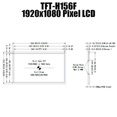15.6 นิ้ว IPS 1920x1080 แผงแสดงผล TFT อุณหภูมิกว้าง LVDS