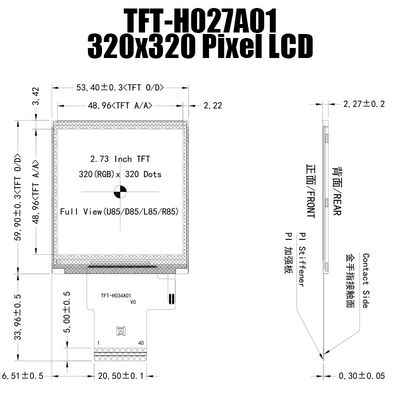 2.7 นิ้ว IPS 320x320 สามารถอ่านแสงอาทิตย์ TFT ผังจอ MCU สําหรับการควบคุมอุตสาหกรรม